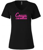 Cougs Womens Black V Neck Tee