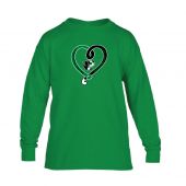 PFH Youth LS Green Cotton Tee-Heart logo